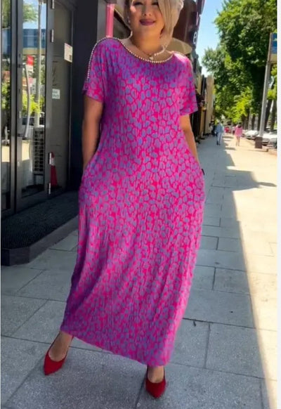 Ava - Spring Chic Printed Maxi Dress with Pockets