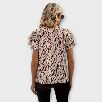 Emily – Blouse with Allover Print and Ruffle Details