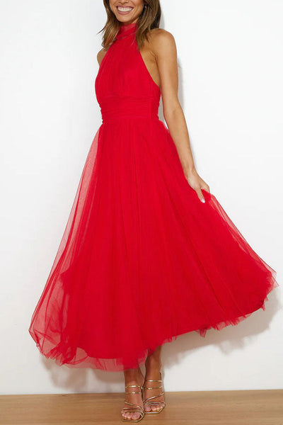 Mila - Sleek Mesh High Neck Dress