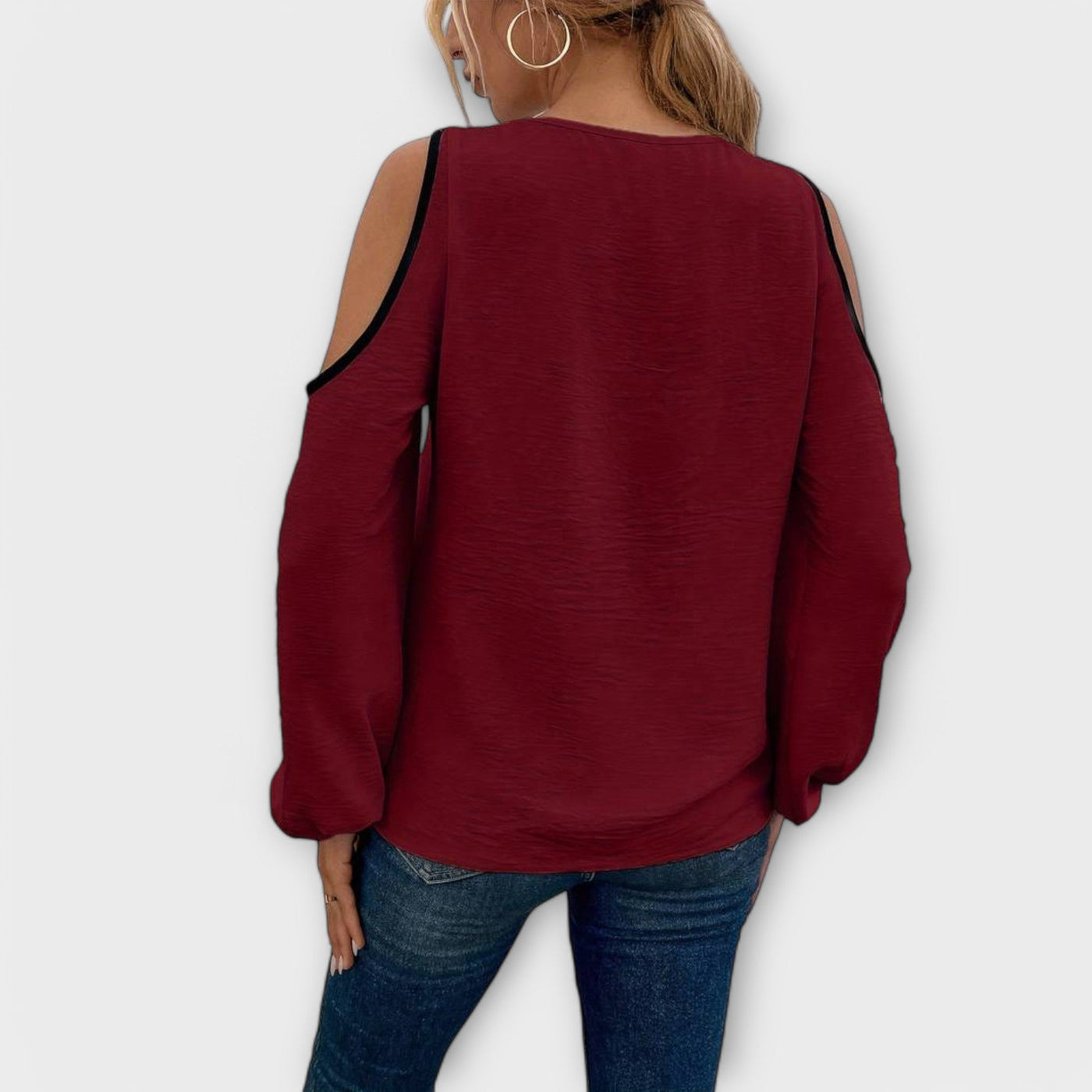 Scarlett – Color Block Blouse, Square Neckline