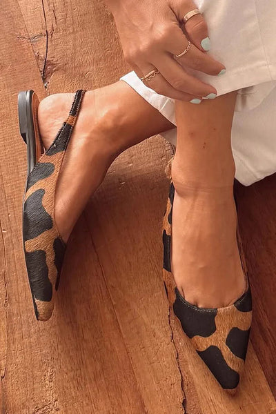 LEONORA - Elegant Pointed Slingbacks with Animal Print for a Unique Style