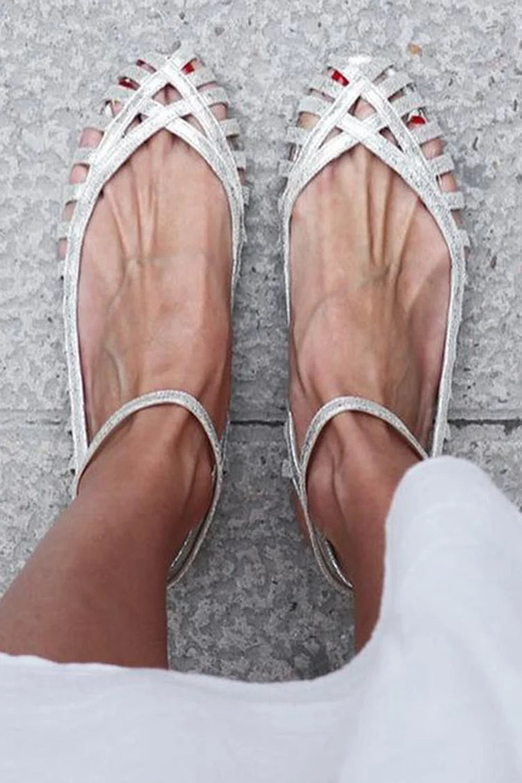 GIADA - Elegant woven ballerina flats with ankle strap for a sophisticated style