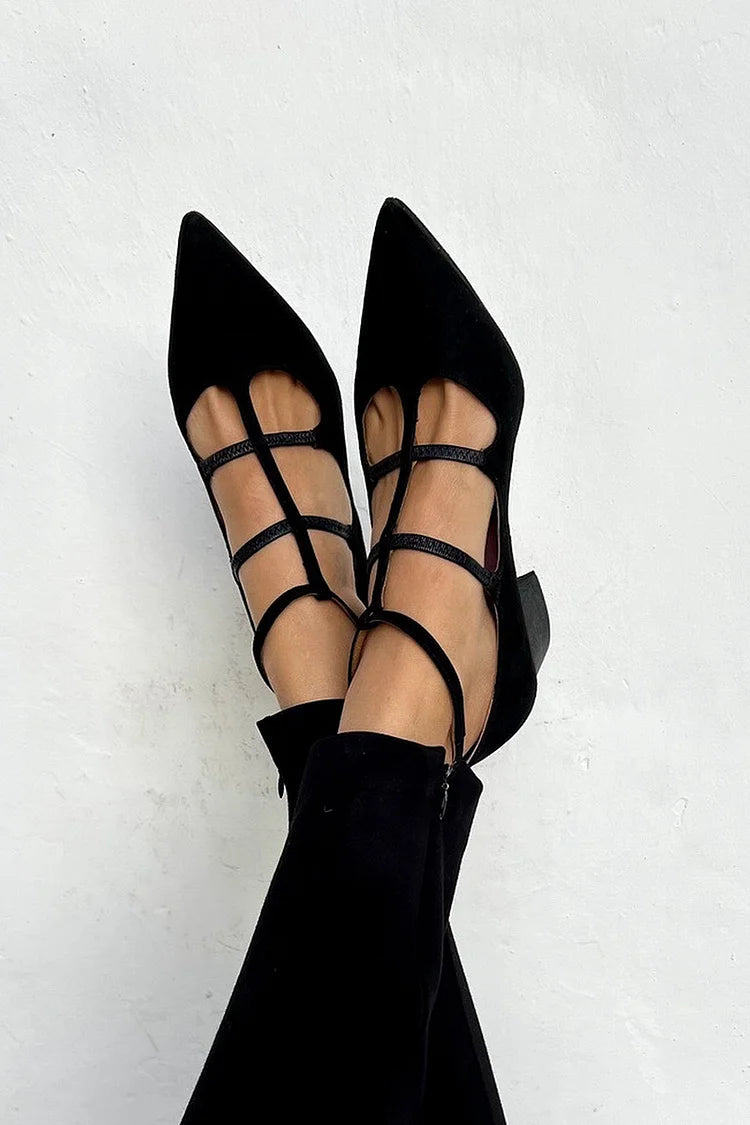 BENEDETTA - Elegant pointed lace-up ballet flats for a refined look
