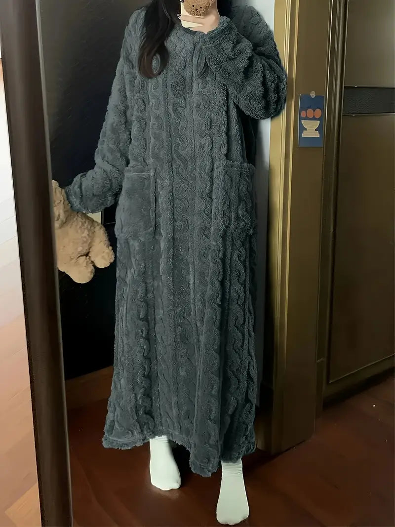 Caroline - Jacquard Soft Fleece Winter Dress