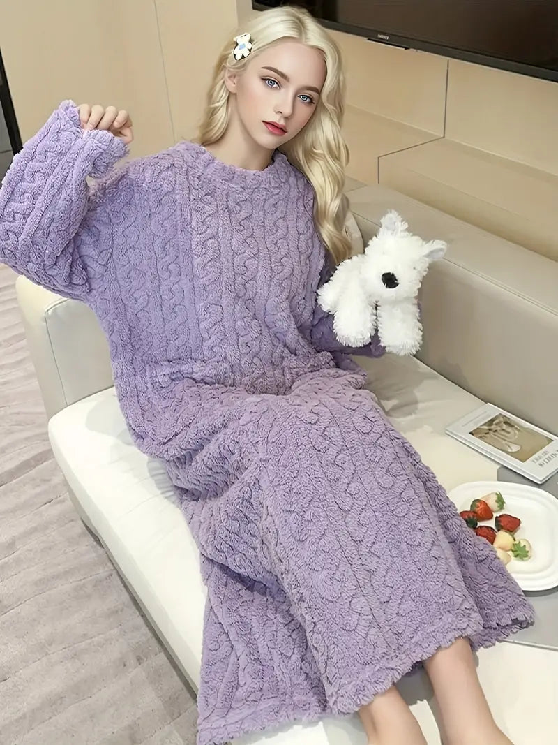 Caroline - Jacquard Soft Fleece Winter Dress