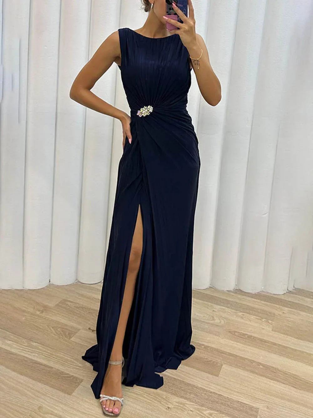 Serena - Pleated Maxi Evening Dress