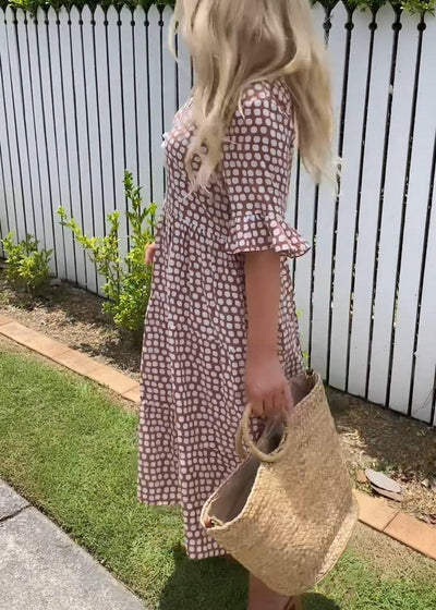 Autumn - Casual Chic Ruffle Sleeve Midi Dress