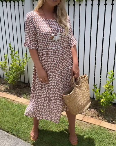 Autumn - Casual Chic Ruffle Sleeve Midi Dress