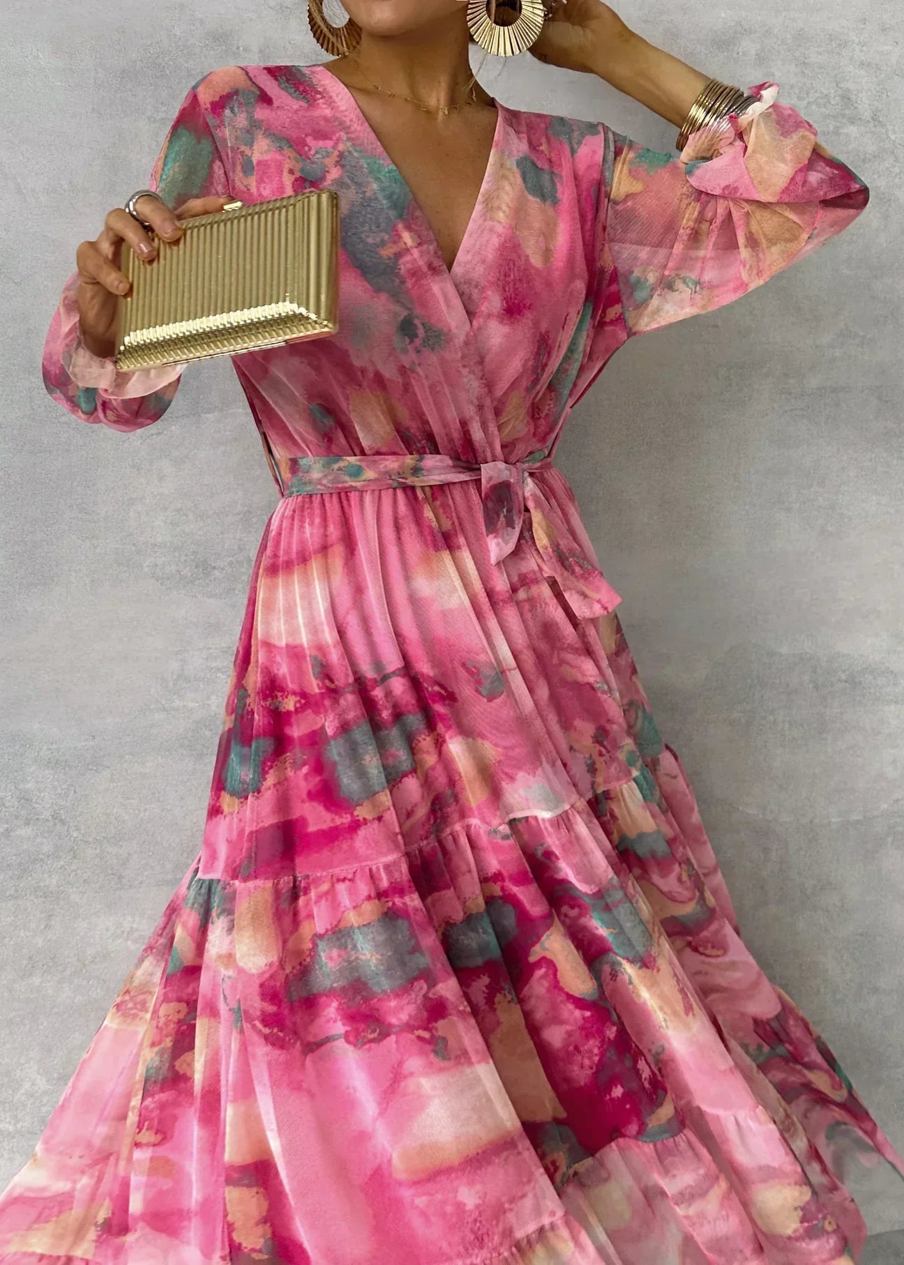 Catherine - Elegant Floral Swing Maxi Dress