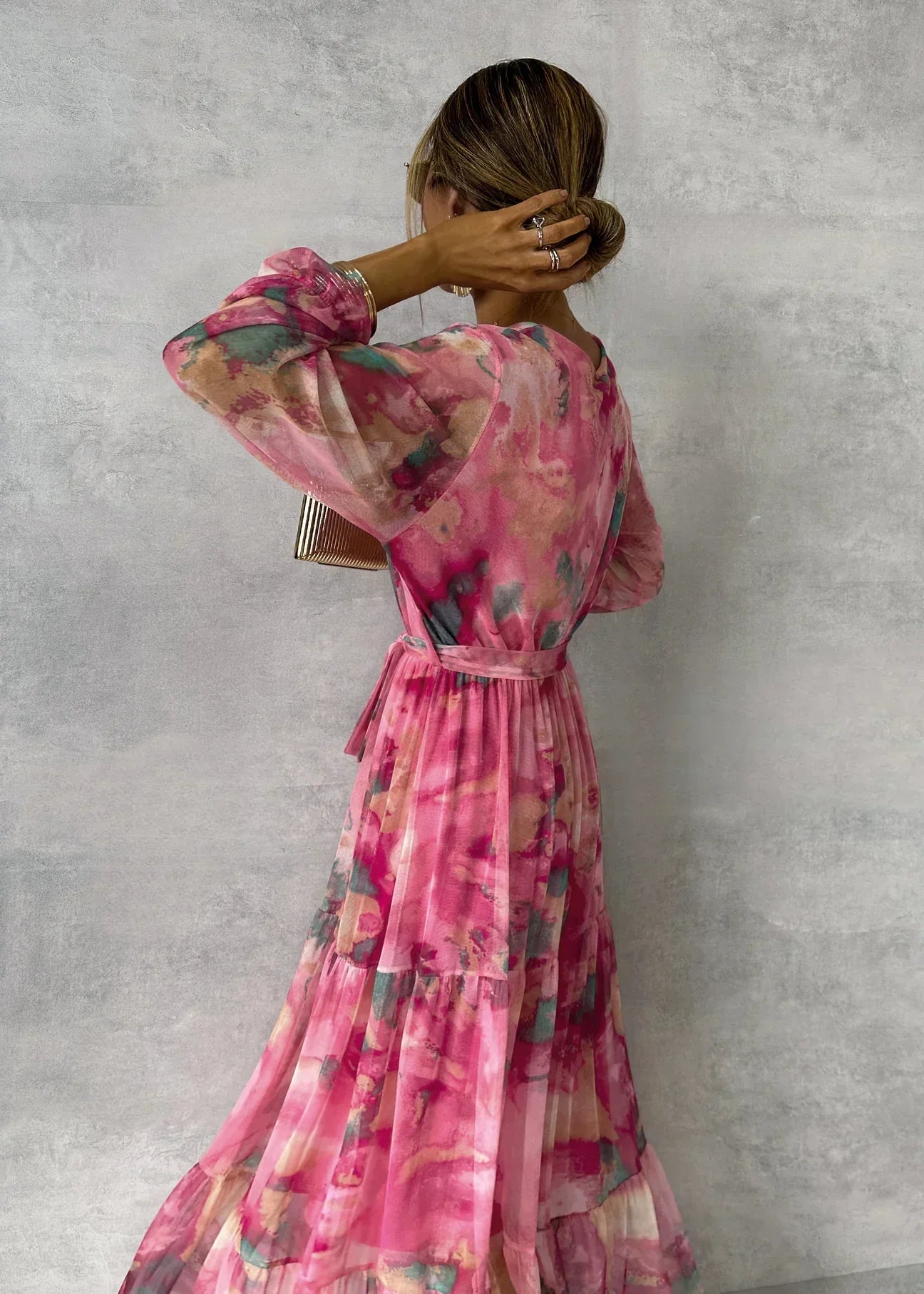 Catherine - Elegant Floral Swing Maxi Dress