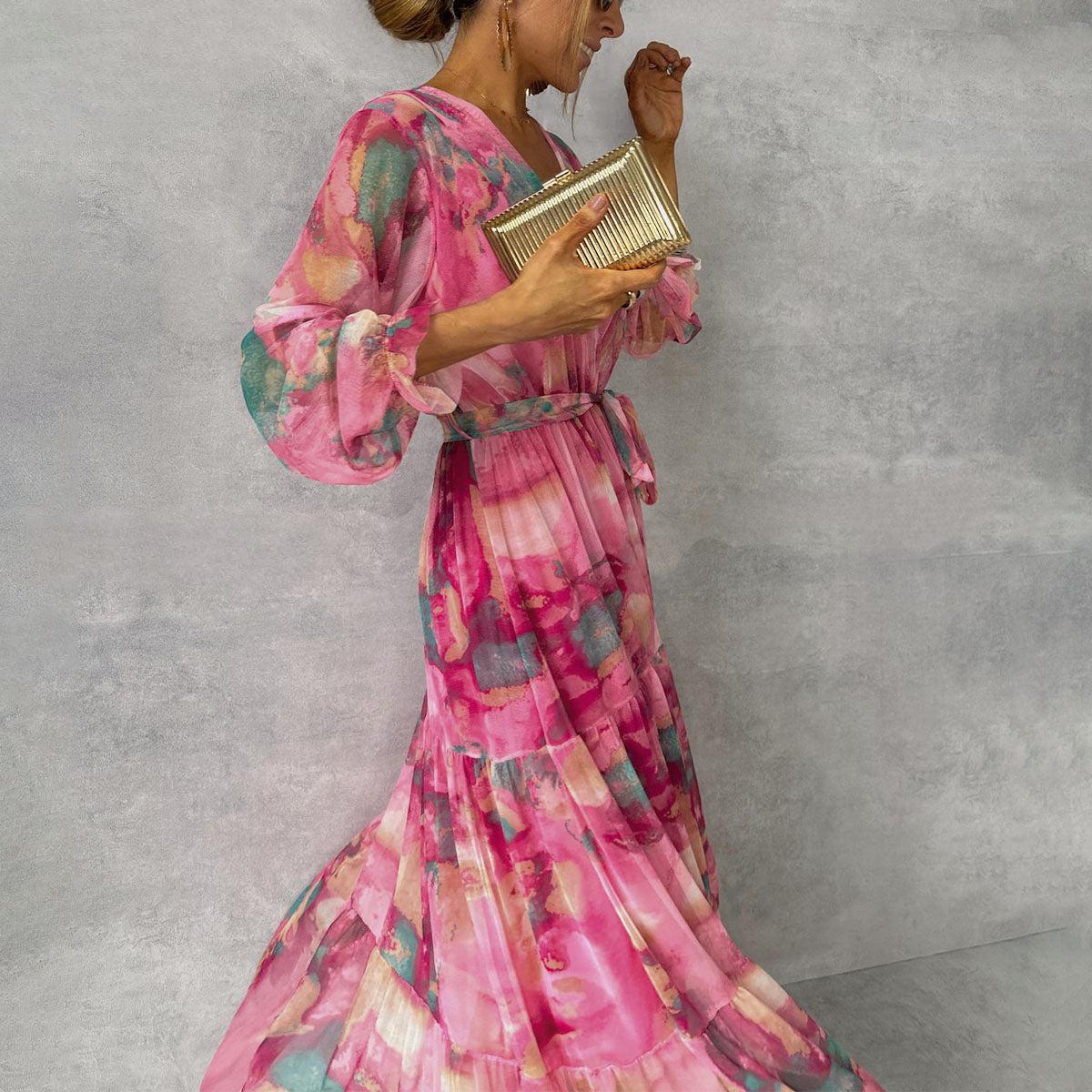Catherine - Elegant Floral Swing Maxi Dress
