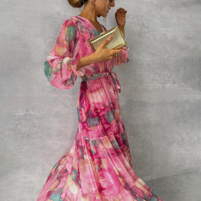 Catherine - Elegant Floral Swing Maxi Dress