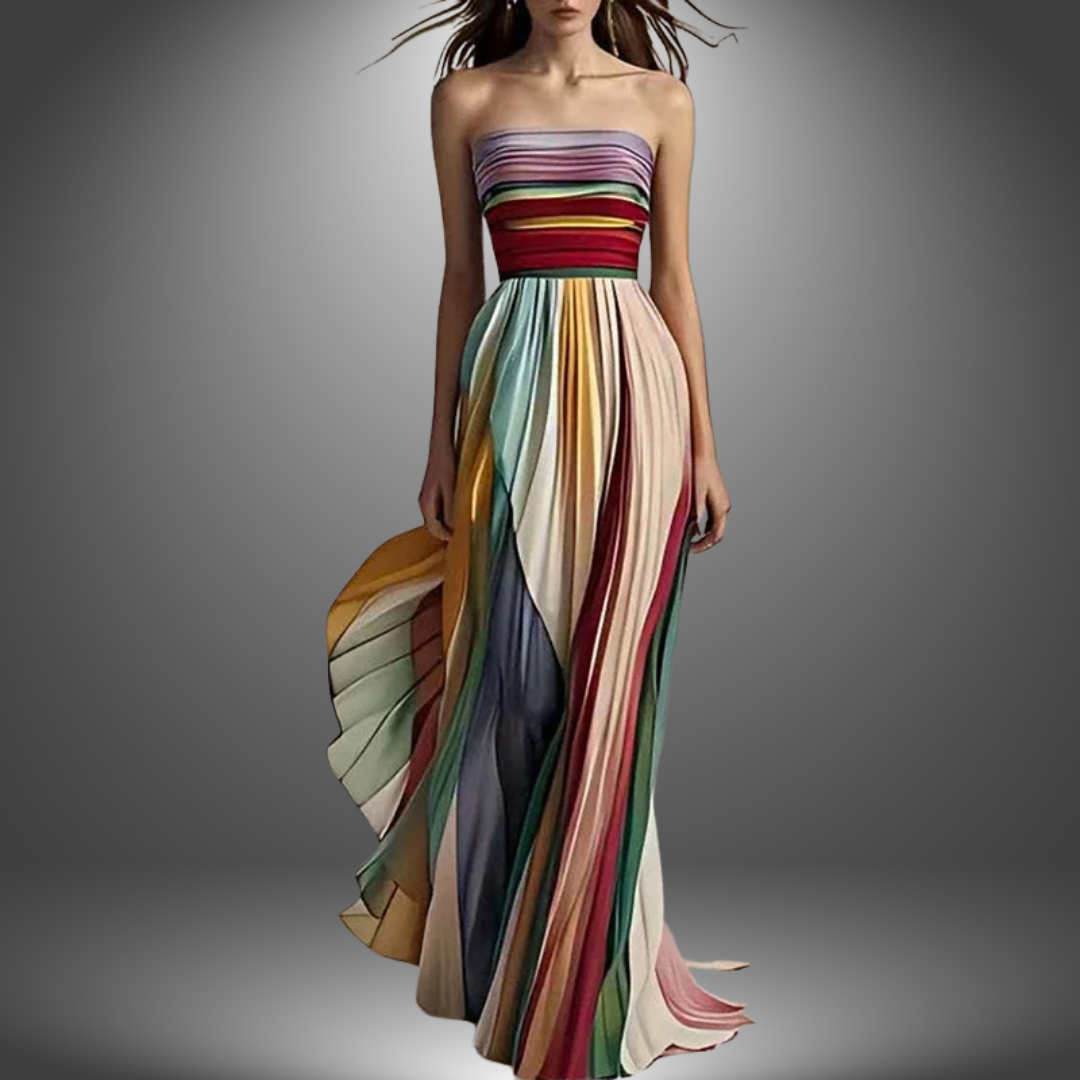 Eleanor - Colorful Stripes Tube Top Maxi Dress