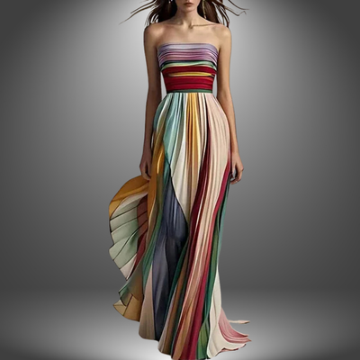 Eleanor - Colorful Stripes Tube Top Maxi Dress