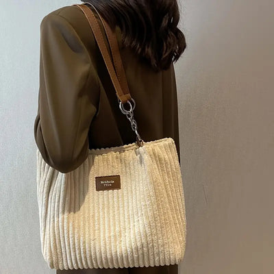 Yvonne - Elegant Corduroy Tote Bag