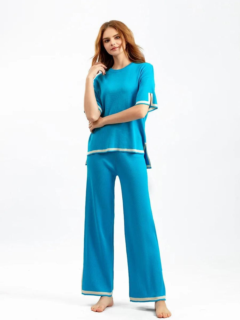Brianna - Elegant Ice Short Sleeve Co-Ord Set