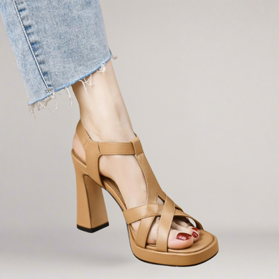 Amalfi - Handcrafted faux leather sandals with high heels
