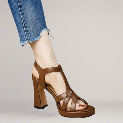 Amalfi - Handcrafted faux leather sandals with high heels