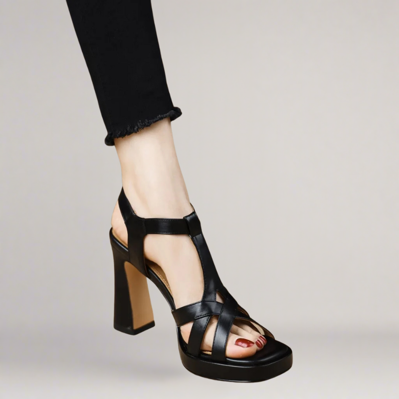 Amalfi - Handcrafted faux leather sandals with high heels