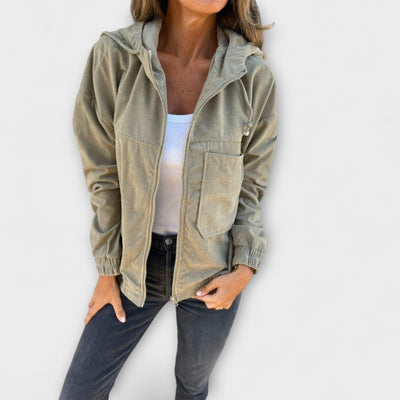 Ella - Hooded corduroy jacket with zipper