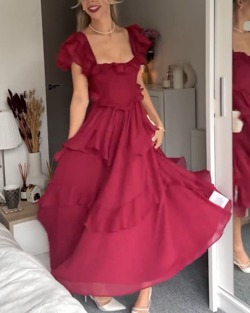 Brittany - Elegant High-Waist Dress with Lace Trim