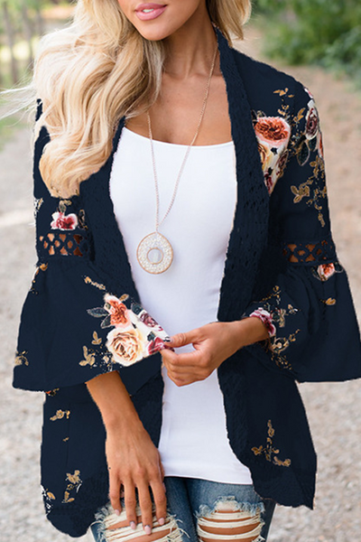 Women's casual patchwork top with floral print