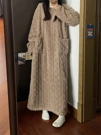 Caroline - Jacquard Soft Fleece Winter Dress