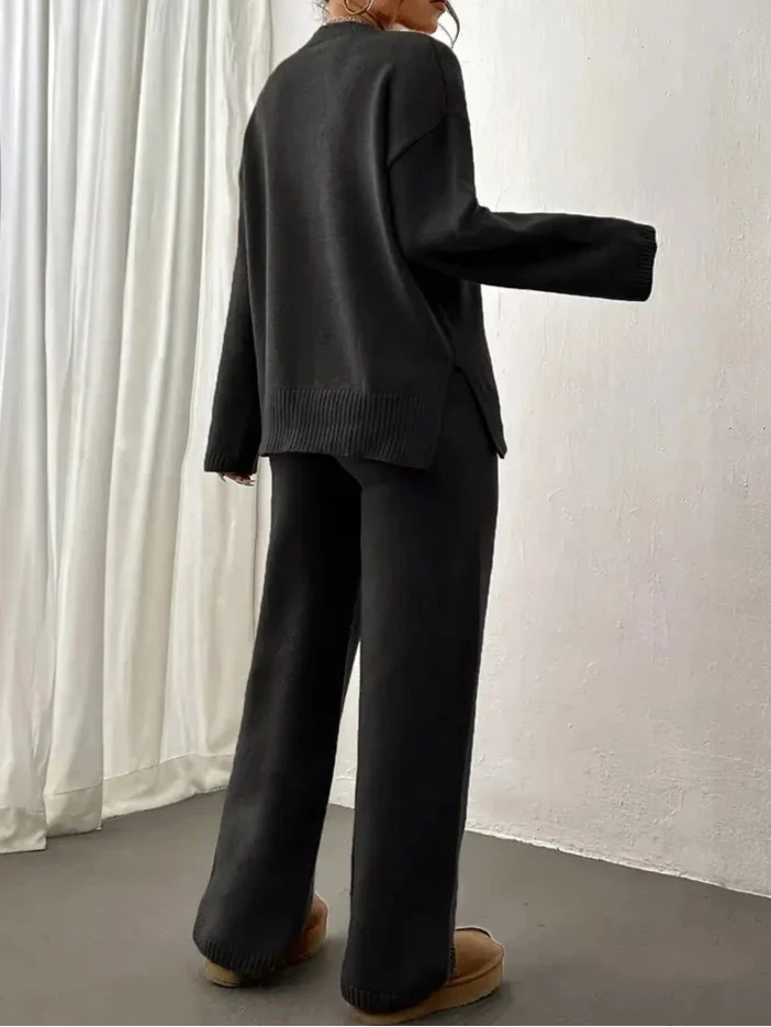 Faith - Warm Ribbed Casual Knitted Pantsuit