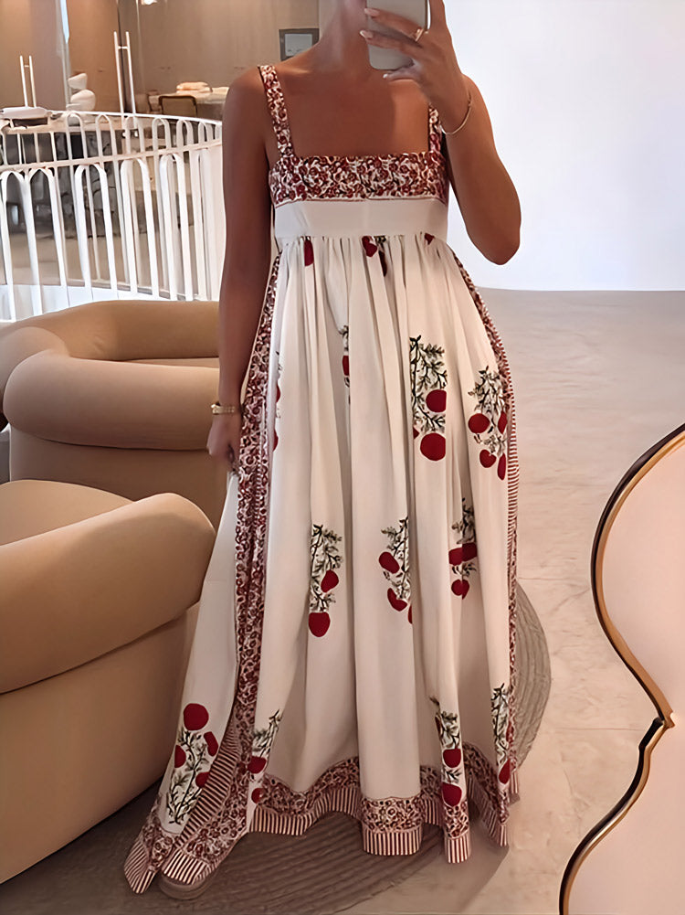 Lena - Floral Spaghetti Strap Maxi Dress