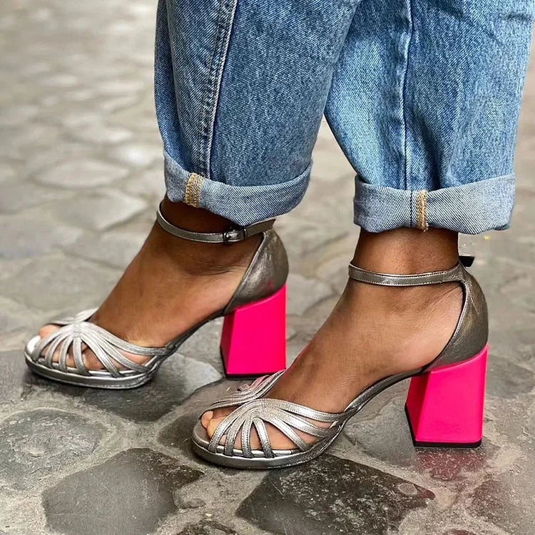 LUMA - Elegant Metallic Sandals with Fluorescent Heels for a Unique Style