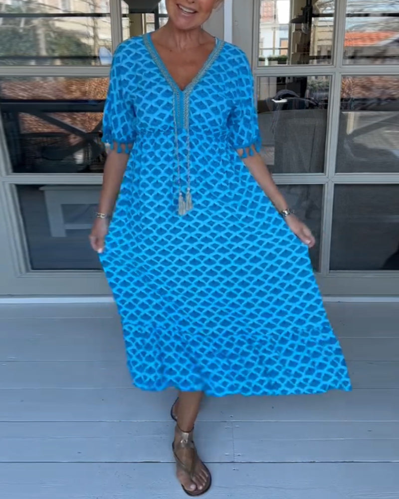 Tanesha - Summer V-Neck Tassel Dress