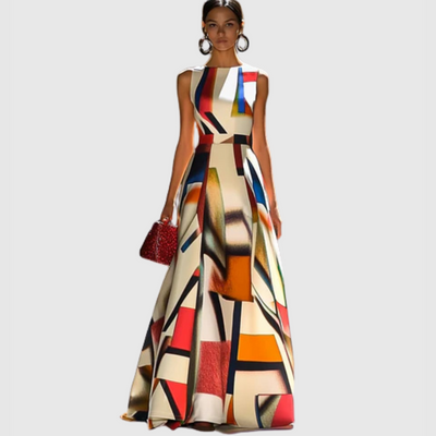 Hannah - Chic O-Neck Pleated Sleeveless Evening Dress