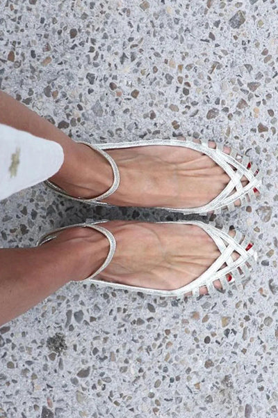 GIADA - Elegant woven ballerina flats with ankle strap for a sophisticated style