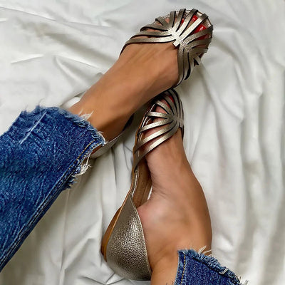 LIA Open-Toe Cutout Ballet Flats - Stylish and Fashionable Shoes