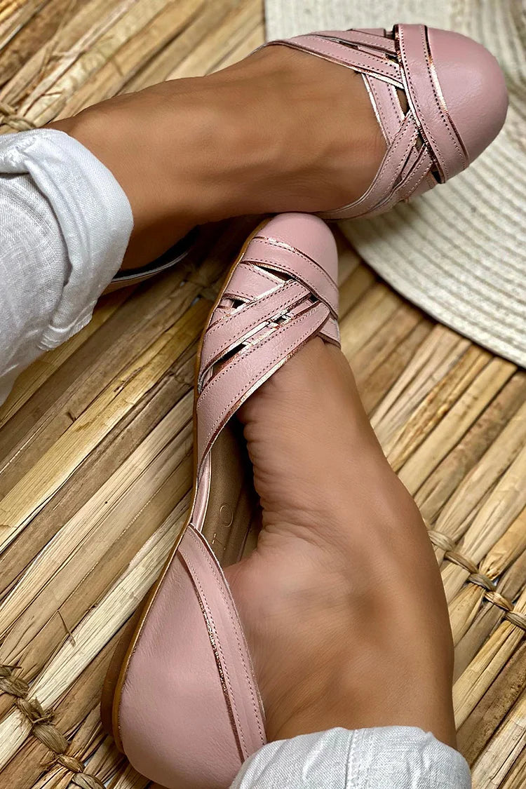 EMILIA - Elegant Braided Ballerina Flats with Side Opening