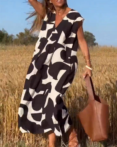 Keira - Irregular Geometric Print Sleeveless Dress