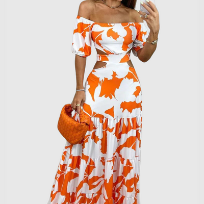 Kaitlyn - Elegant Irregular Grain Cut-Out Style Midi Dress