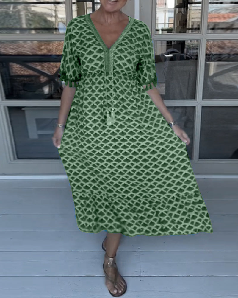 Tanesha - Summer V-Neck Tassel Dress