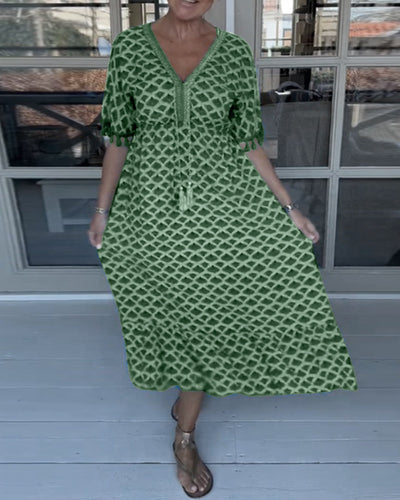 Tanesha - Summer V-Neck Tassel Dress