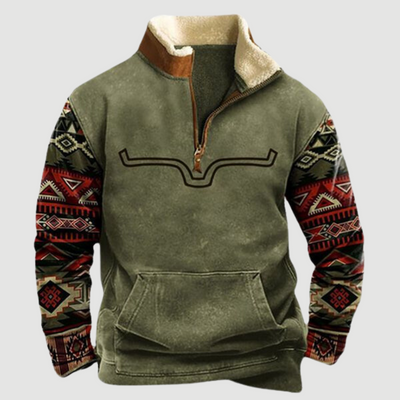 Kjeld ™ - Cozy Moose Print Half-Zip Sweater For Men