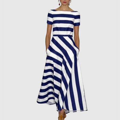 Lindsay - Short Sleeve Stripe Maxi Dress