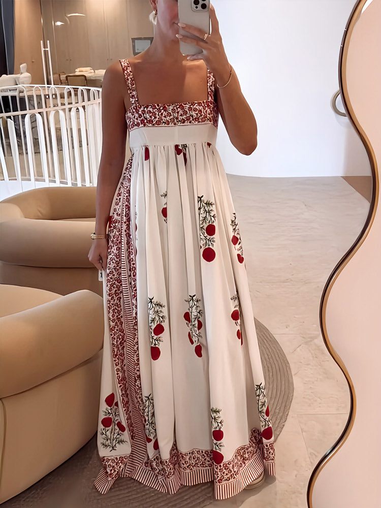 Lena - Floral Spaghetti Strap Maxi Dress