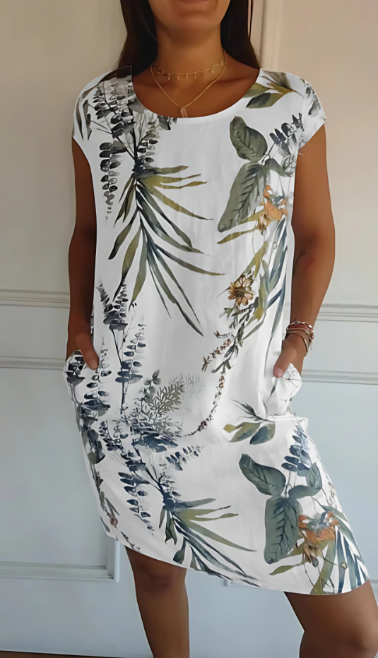 Jordan - Casual Loose-Fit Knee-Length Printed Dress