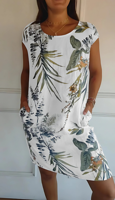 Jordan - Casual Loose-Fit Knee-Length Printed Dress