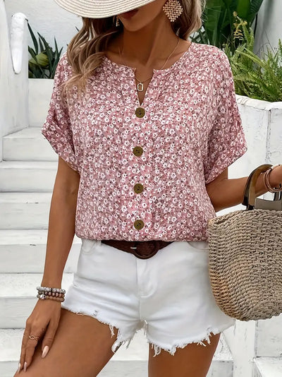 FLORENCE™ - FLORAL PRINT TUMMY-COVER BLOUSE