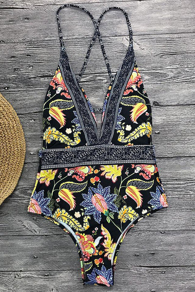 Dyani™ - BOHO PRINT SWIMSUIT WITH V-NECK DESIGN