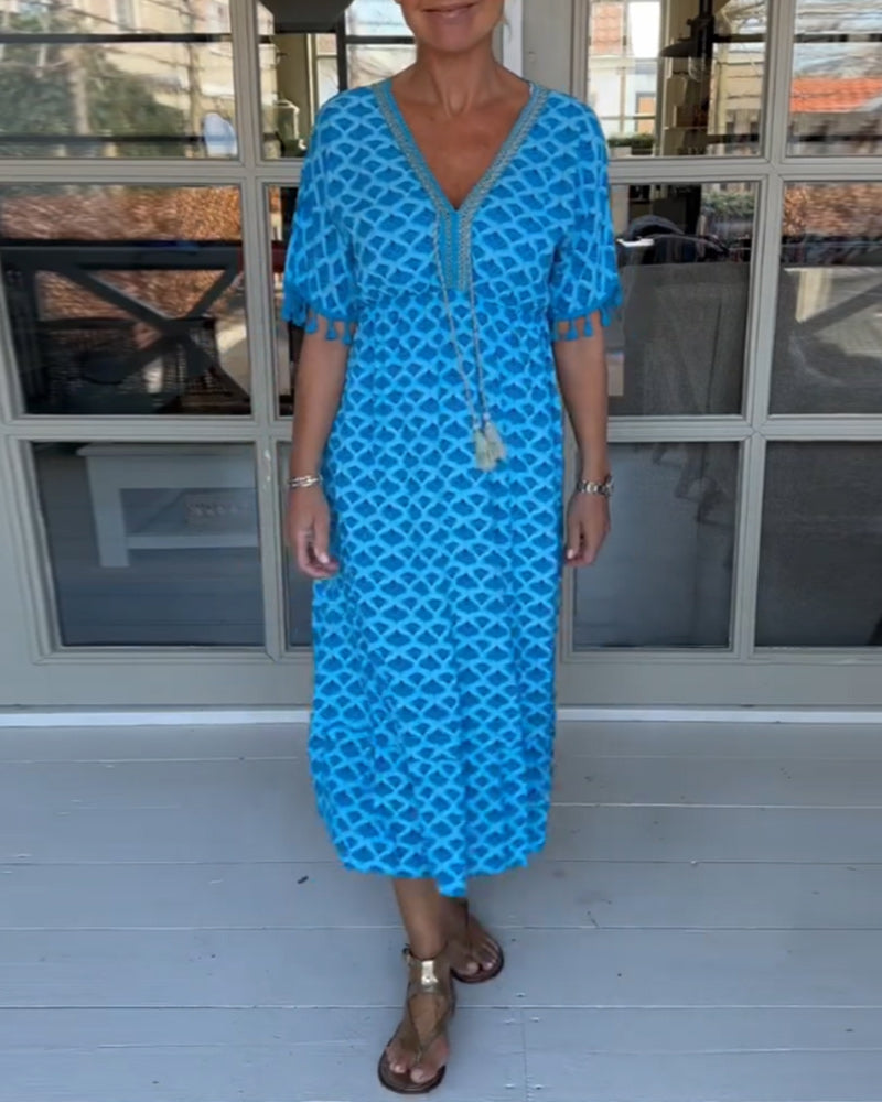 Tanesha - Summer V-Neck Tassel Dress