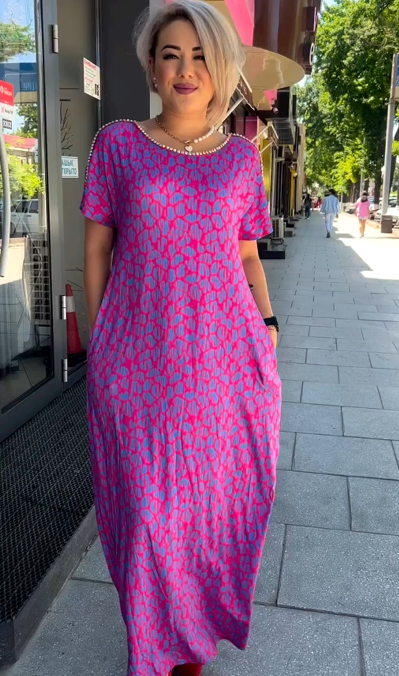 Ava - Spring Chic Printed Maxi Dress with Pockets