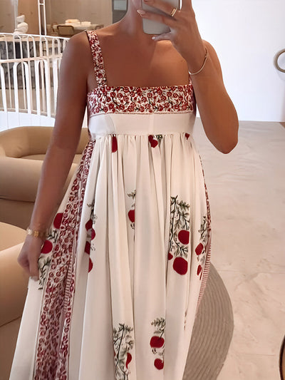 Lena - Floral Spaghetti Strap Maxi Dress