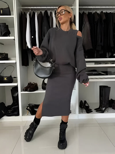 Naomi - Elegant Two-piece Set (Dress + Pullover)